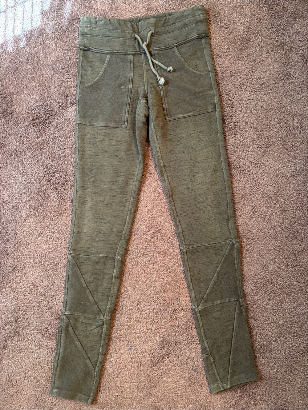 FP Movement by Free People Olive Green Leggings with Drawstring